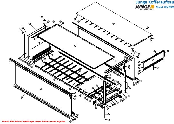Explosietekening Junge Loadstar plywood carrosserie