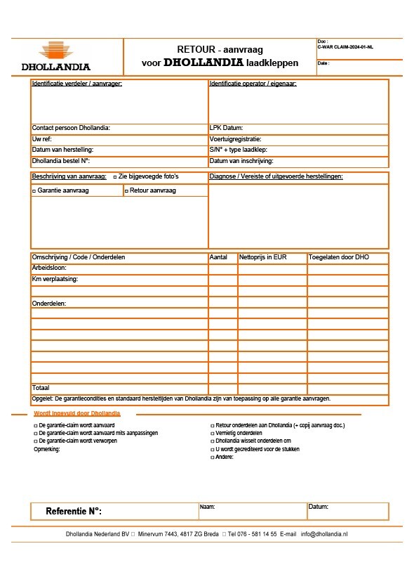 Garantievoorwaarden Dhollandia